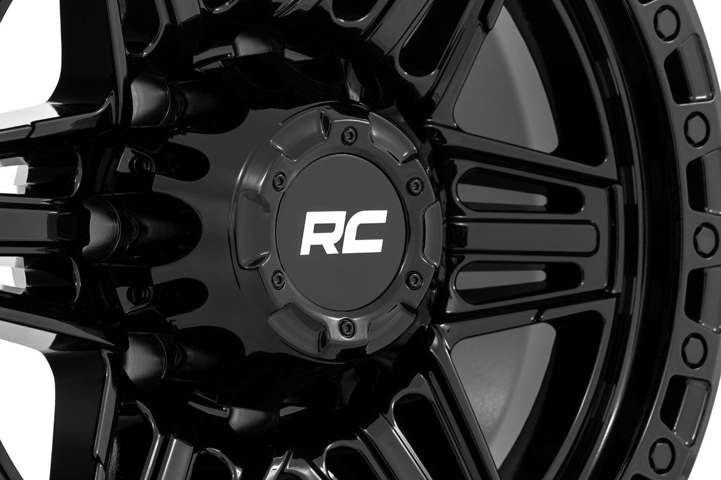 Rough Country 76 Series Wheel | Simulated Beadlock | Gloss Black | 17x9 | 8x170 | -12mm