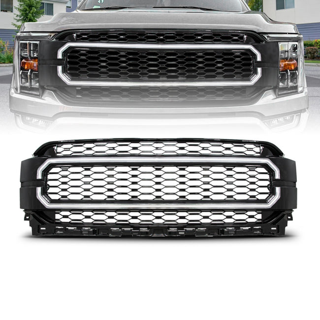 Anzo 21-23 Ford F150 Black Housing Full LED Light Tube Front Grille