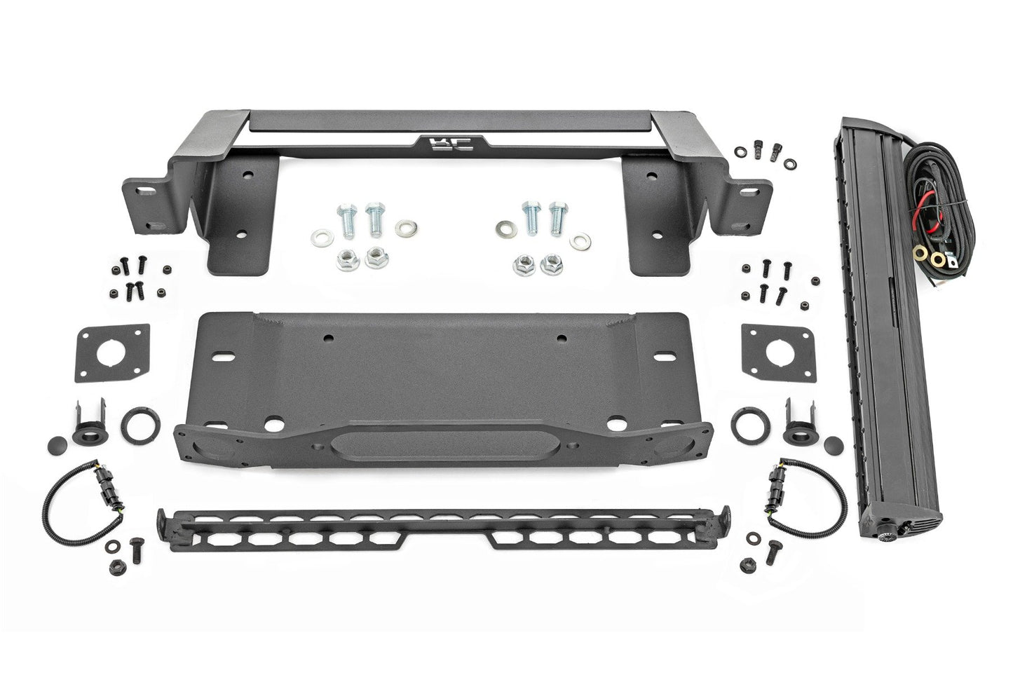 Rough Country High Winch Mount With Black Series Light Bar 21-25 Ford Bronco 4WD