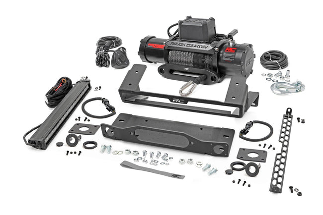 Rough Country High Winch Mount With PRO12000s Winch And Black Series Light Bar 21-25 Ford Bronco 4WD (Copy)