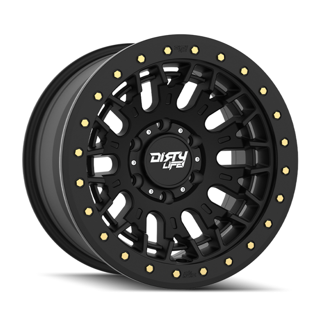 Dirty Life DT-3 17X9 6x139.7 -12 Offset - Satin Black w/ Simulated Beadlock