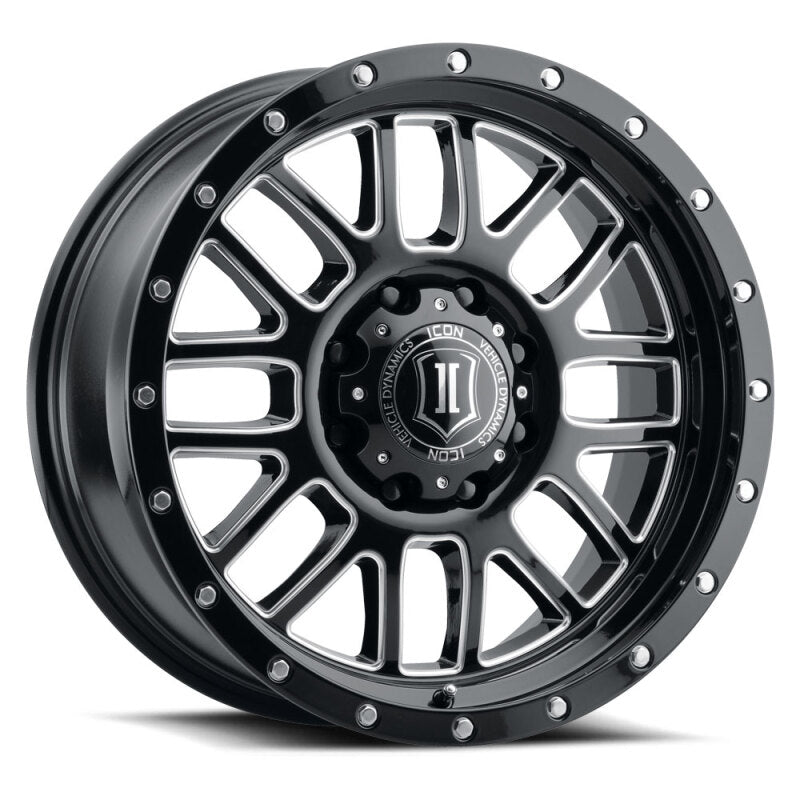 ICON Alpha 20x9 / 6x5.5 / 16mm / 5.625in BS Gloss Black Wheel w/ Milled Windows