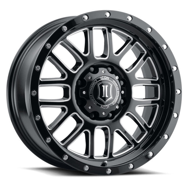ICON Alpha 20x9 / 6x5.5 / 16mm / 5.625in BS Gloss Black Wheel w/ Milled Windows