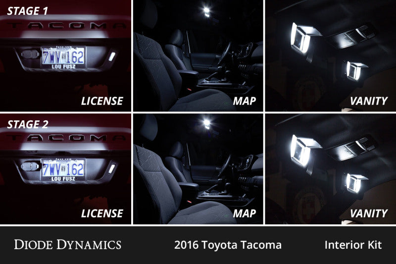 Diode Dynamics 05-15 Toyota Tacoma Interior LED Kit Cool White Stage 2