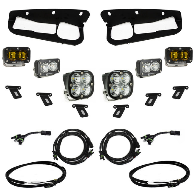 Baja Designs 21-23 Ford Bronco w/Steel Bumper S2 SAE Sportsmen Fog Pkt Light Kit w/Upfitter - Amber