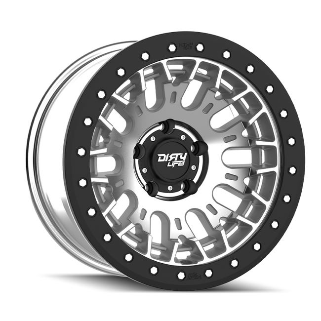 Dirty Life DT-3 17X9 5x127 -38 Offset - Machined Finish w/ Simulated Beadlock