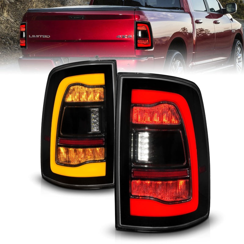 ANZO 10-18 Dodge Ram 1500/2500/3500 Sequential LED Taillights Smoke Black w/Switchback Amber Signal