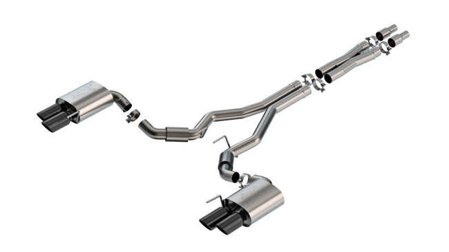 Borla 2024 Ford Mustang GT 5.0L V8 3 in ATAK Catback Non-Active Exhaust- Black Chrome Quad Tip