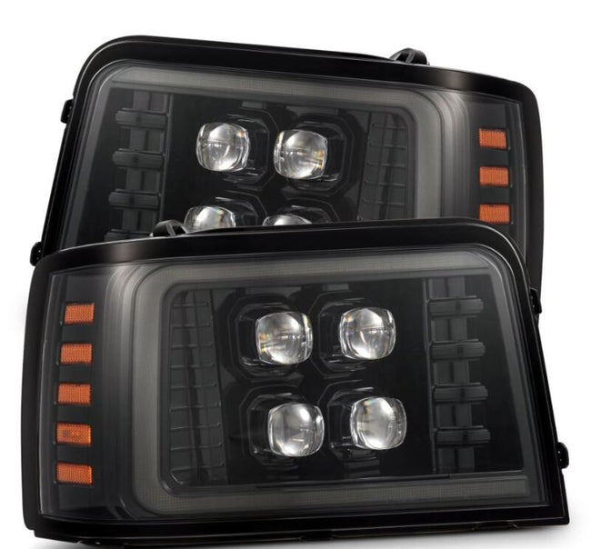 AlphaRex 92-96 Ford F-Series/Bronco NOVA-Series LED Proj Headlight Alpha-Bk w/Actv Light SS & SBDRL