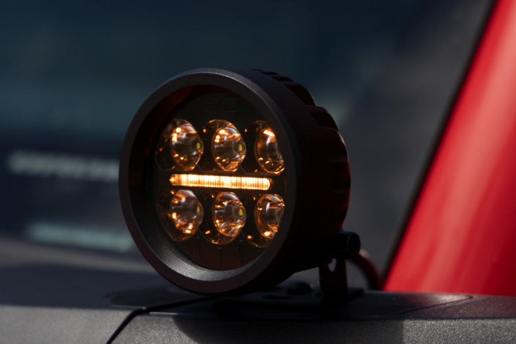 Rough Country LED Light Kit | Ditch Mount | 3.5" Black Round Pair | Amber DRL | Ford Bronco (21-23)