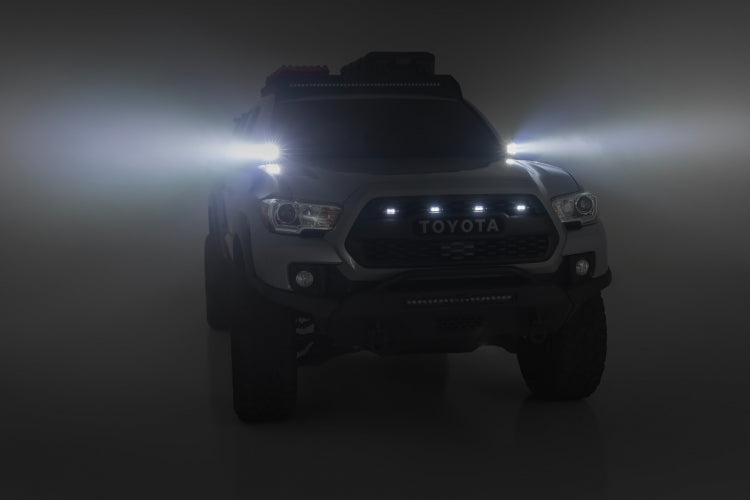 Rough Country LED Light Kit | Ditch Mount | 2" Black Pair | White DRL | Toyota Tacoma (16-23)