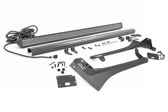 Rough Country Jeep 50-Inch Straight LED Light Bar Upper Windshield Kit w/ Dual-Row Spectrum Series 20-23 Gladiator JT, 18-23 Wrangler JL