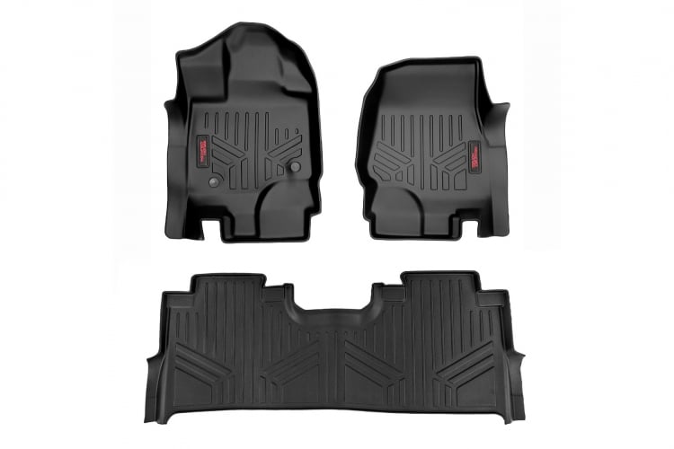 Rough Country Floor Mats | FR and RR | With Front Bucket Seats | w/Factory Under Seat Storage Ford F-150 2WD/4WD (2015-2023)