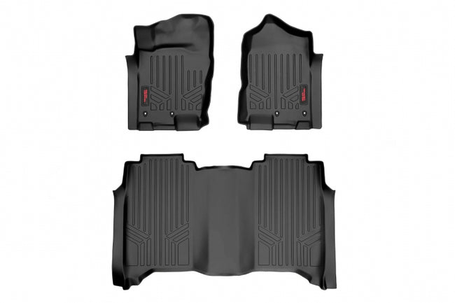 Rough Country Floor Mats | FR & RR | Crew Cab | Nissan Titan 2WD/4WD (2017-2023) With Front Bench seats, Without Underseat Storage