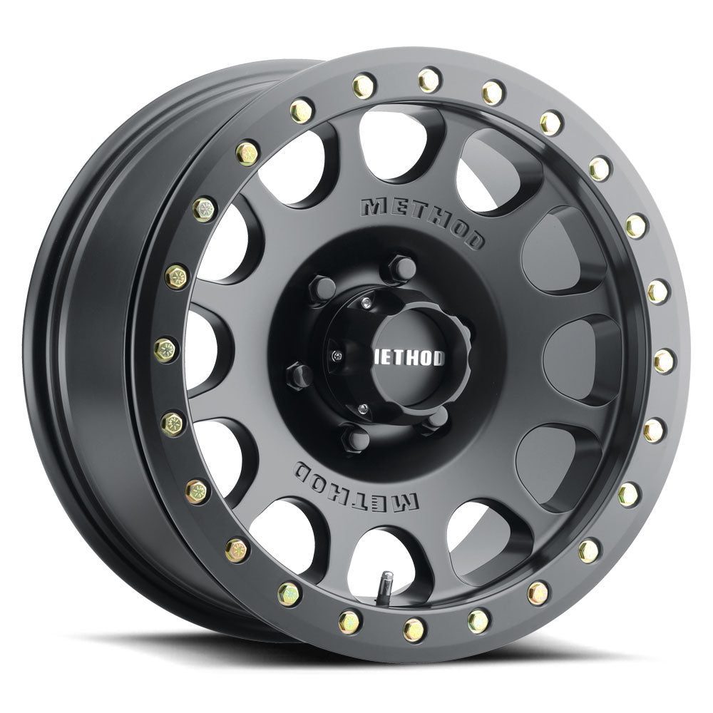 Method MR105 V3 Beadlock 17x9 -38mm Offset 8x6.5 130.81mm CB Matte Black Wheel w BH-H24125