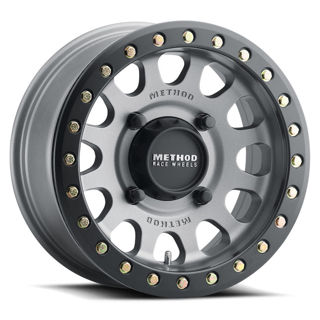 Method MR401 UTV Beadlock 15x7 5+2 38mm Offset 4x136 106mm CB Titanium Wheel- Matte Black Ring