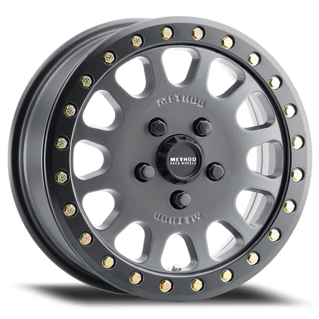 Method MR401 UTV Beadlock 15x6 / 5+1/49mm Offset / 5x4.5 / 72mm CB Titanium Wheel - Matte Black Ring