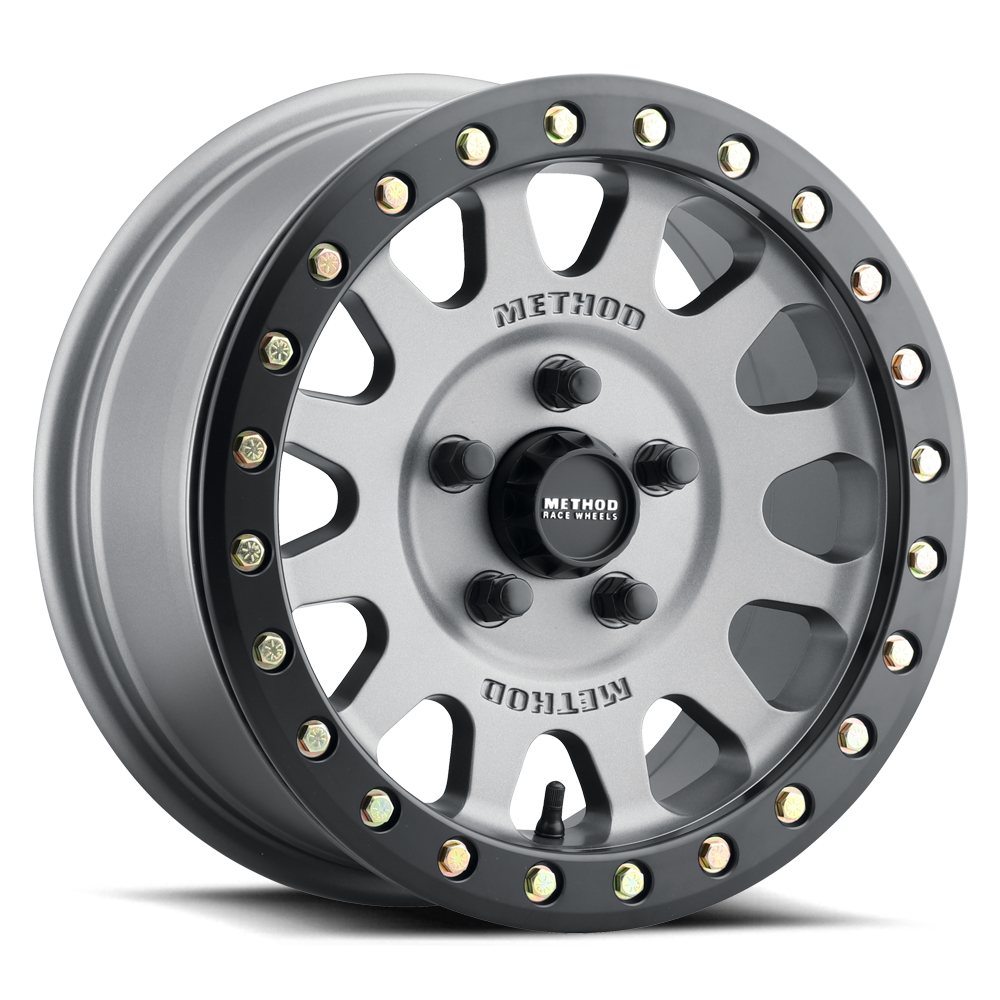 Method MR401 UTV Beadlock 15x7 5+2 38mm Offset 5x4.5 72 CB Titanium - Matte Black Ring Wheel