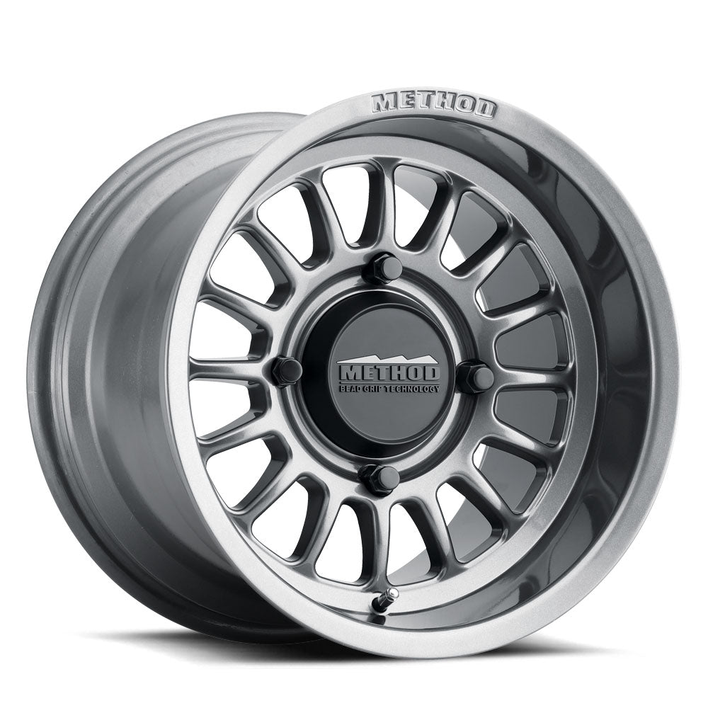 Method MR411 Bead Grip 15x7 5+2 38mm Offset 5x4.5 72 CB Gloss Titanium Wheel