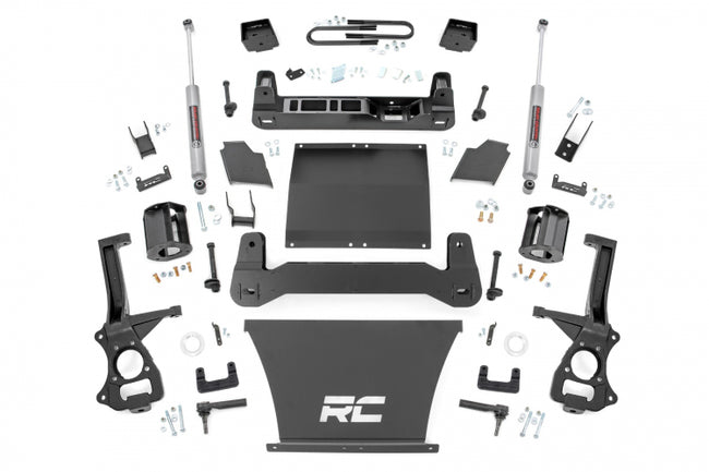 Rough Country 6 Inch Suspension Lift Kit Strut Spacers and N3 Rear Shocks Shocks 19-24 Silverado/Sierra 1500 4WD/2WD With Mono Leaf Rear Springs