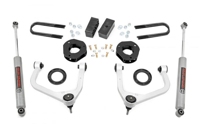 Rough Country 3.5 Inch Suspension Lift Kit w/Front Spacers And Rear N3 Shocks 19-23 GMC Silverado/Sierra 1500 4WD/2WD With Mono-Leaf Rear Spring
