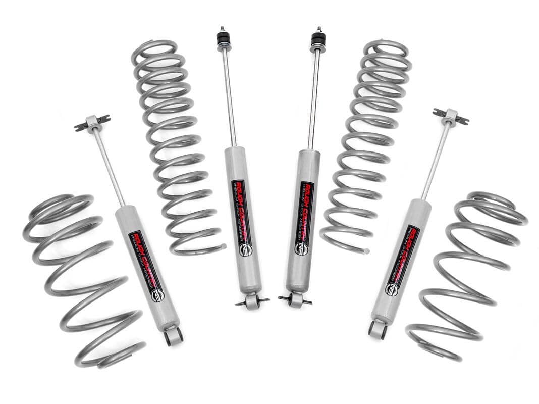 Rough Country 2.5 Inch Jeep Suspension Lift Kit w/M1 Shocks For 6cyl