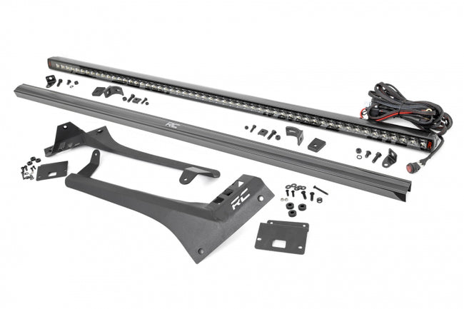 Rough Country Jeep 50-Inch Straight LED Light Bar Upper Windshield Kit w/ Single-Row Spectrum Series 20-23 Gladiator JT, 18-23 Wrangler JL