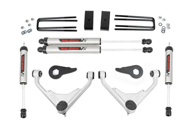Rough Country Silverado 2500/3500/Suburban 3 Inch GM Suspension Lift Kit With V2 Shocks For 01-10 Silverado 2500/3500/Suburban FT RPO