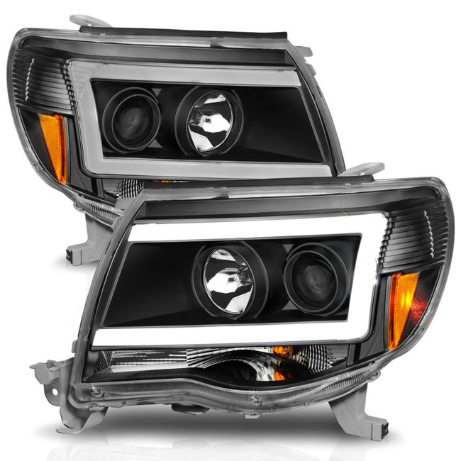 ANZO 05-11 Toyota Tacoma Projector Light Bar Style Headlights w/ C Light Bar