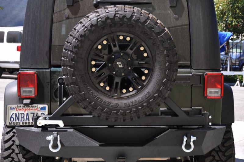 DV8 Offroad 07-18 Jeep Wrangler JK Rear Bumper w/ Tire Carrier & Tapered Bearing