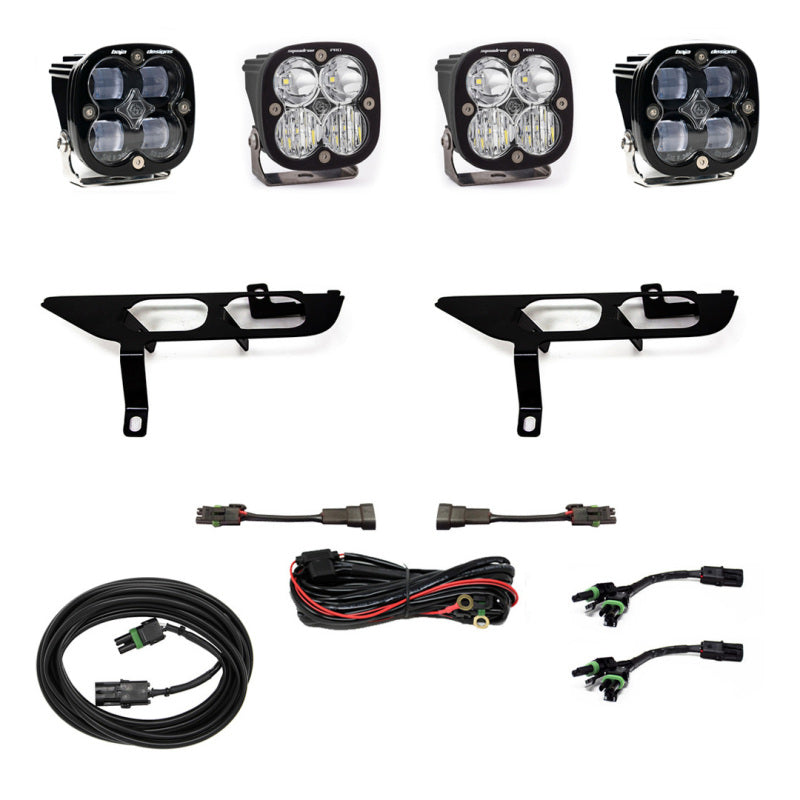 Baja Designs 2021-2022 Ford F150 Without DRL Fog Pocket Kit SAE Clear Squadron Pro Driving Combo With Toggle Switch