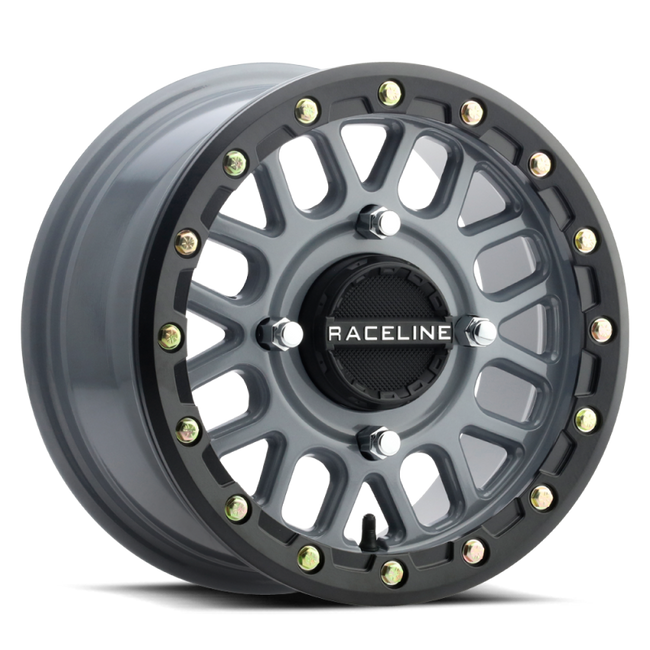 Raceline A93SG Podium 15x6in 4x137 BP 40mm Offset 110.18mm Bore - Grey & Black Ring Beadlock Wheel