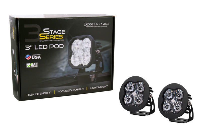 Diode Dynamics SS3 LED Pod Pro - White SAE Fog Round (Pair)