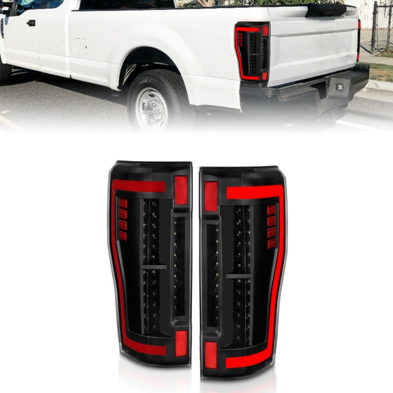 ANZO 2017-2019 Ford Super Duty LED Taillights - Black/Clear