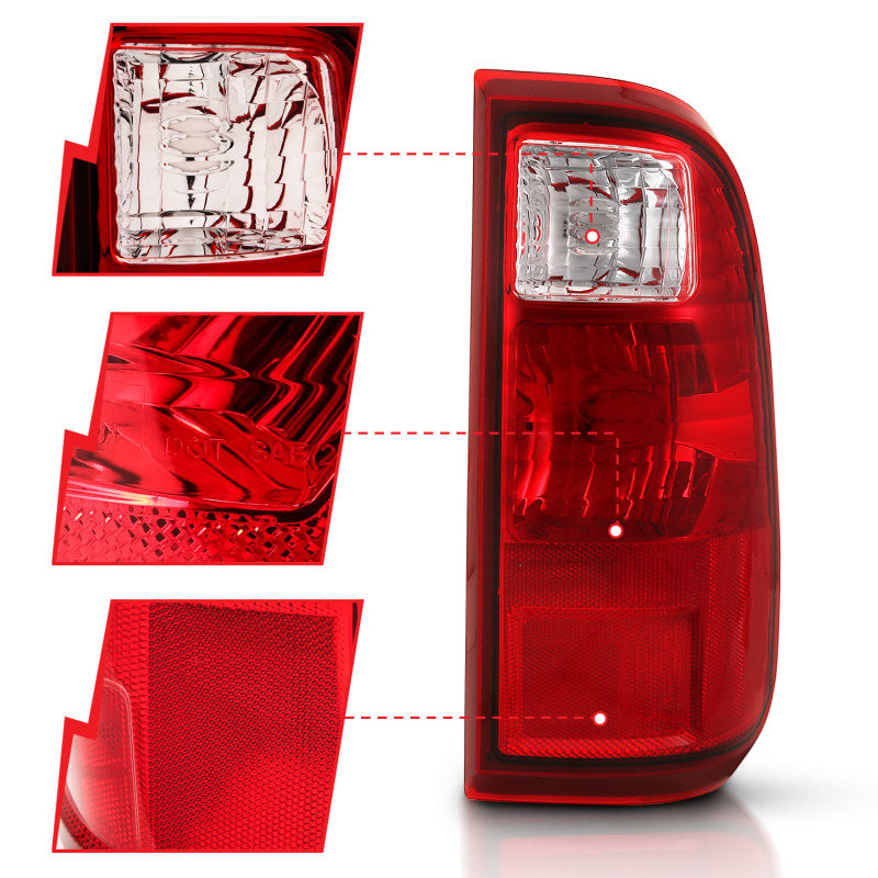 ANZO 2008-2016 Ford Super Duty Taillight Red/Clear Lens (OE Replacement)