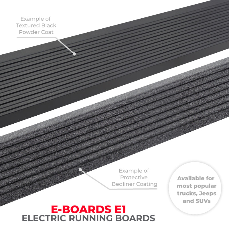 Go Rhino 15-24 Ford F-150 CC 4dr / 17-22 F-250/350 SD CC 4dr E-BOARD E1 Running Board Kit - Tex. Blk