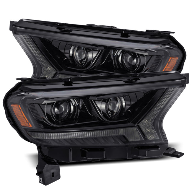 AlphaRex 2019+ Ford Ranger PRO-Series Projector Headlights Plank Style Alpha Black w/Sequential Signal/DRL