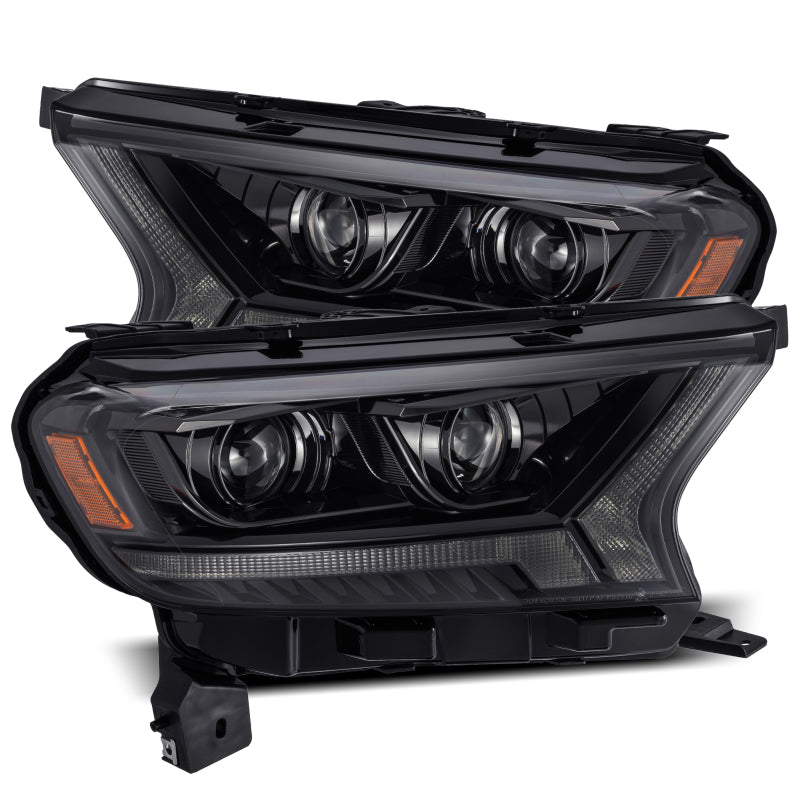 AlphaRex 2019+ Ford Ranger LUXX LED Projector Headlights Plank Style Alpha Black w/Sequential Signal/DRL