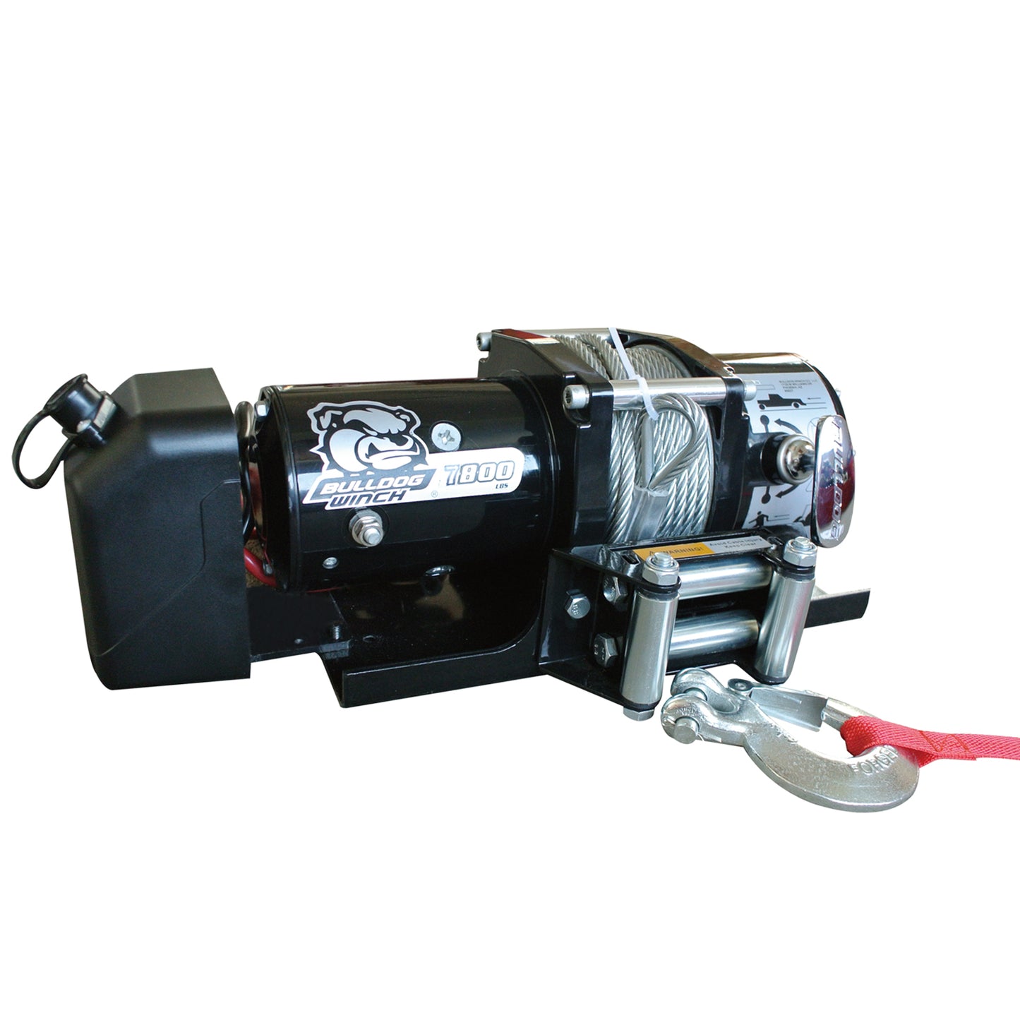 Bulldog Winch 7,800 LB Trailer Winch 47.5 Foot Wire Rope Roller Fairlead Mount Plate Low Profile