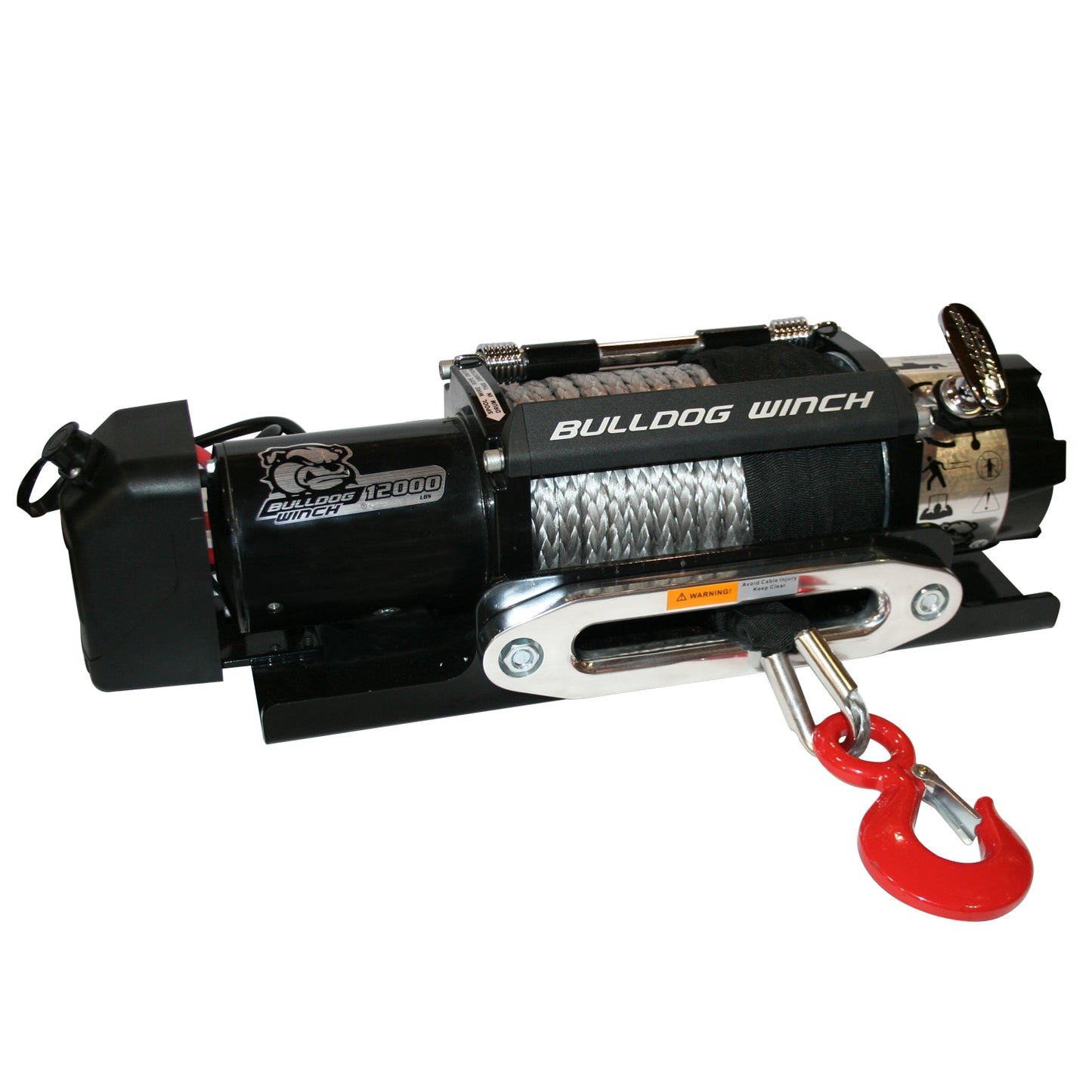 Bulldog Winch 12,000 LB Trailer Winch 100 Ft Synthetic Rope Hawse Roller Fairlead