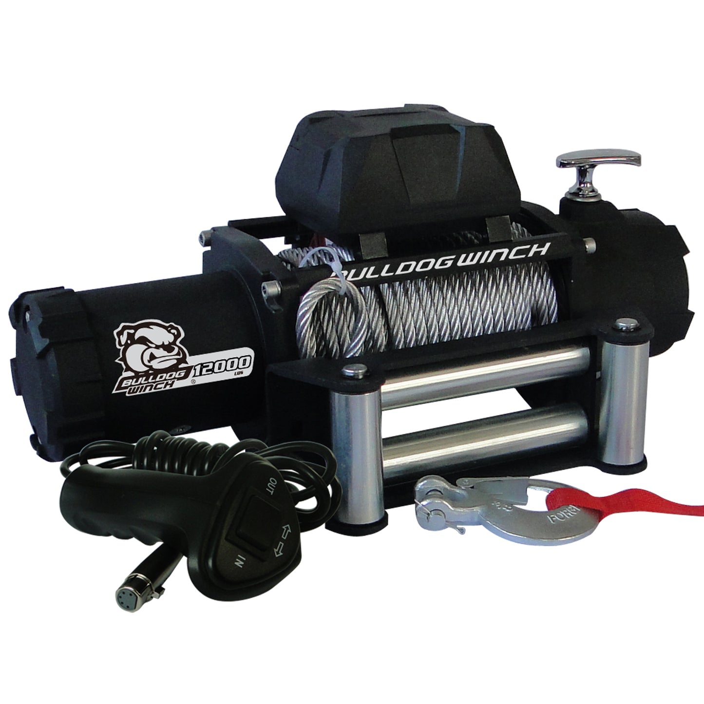 Bulldog Winch 12,00 LB Winch 100 Ft Wire Rope 6.0hp Series Wound Motor Roller Fairlead