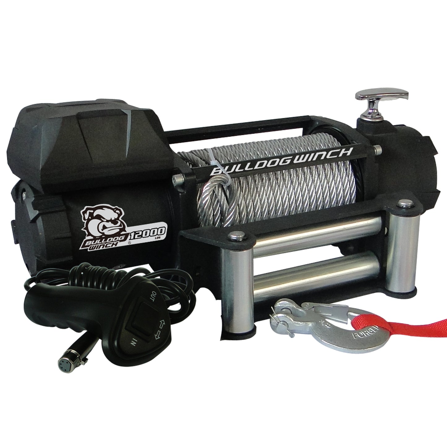 Bulldog Winch 12,00 LB Winch 100 Ft Wire Rope 6.0hp Series Wound Motor Roller Fairlead