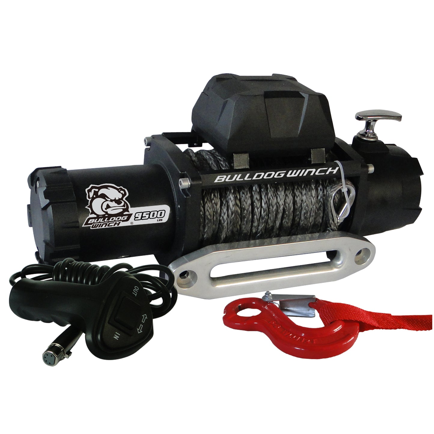 Bulldog Winch 9,500 LB Winch 100 Ft Synthetic Rope 5.5hp Series Wound Motor Roller Fairlead
