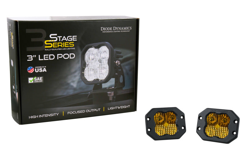 Diode Dynamics SS3 LED Pod Pro - Yellow Combo Flush (Pair)