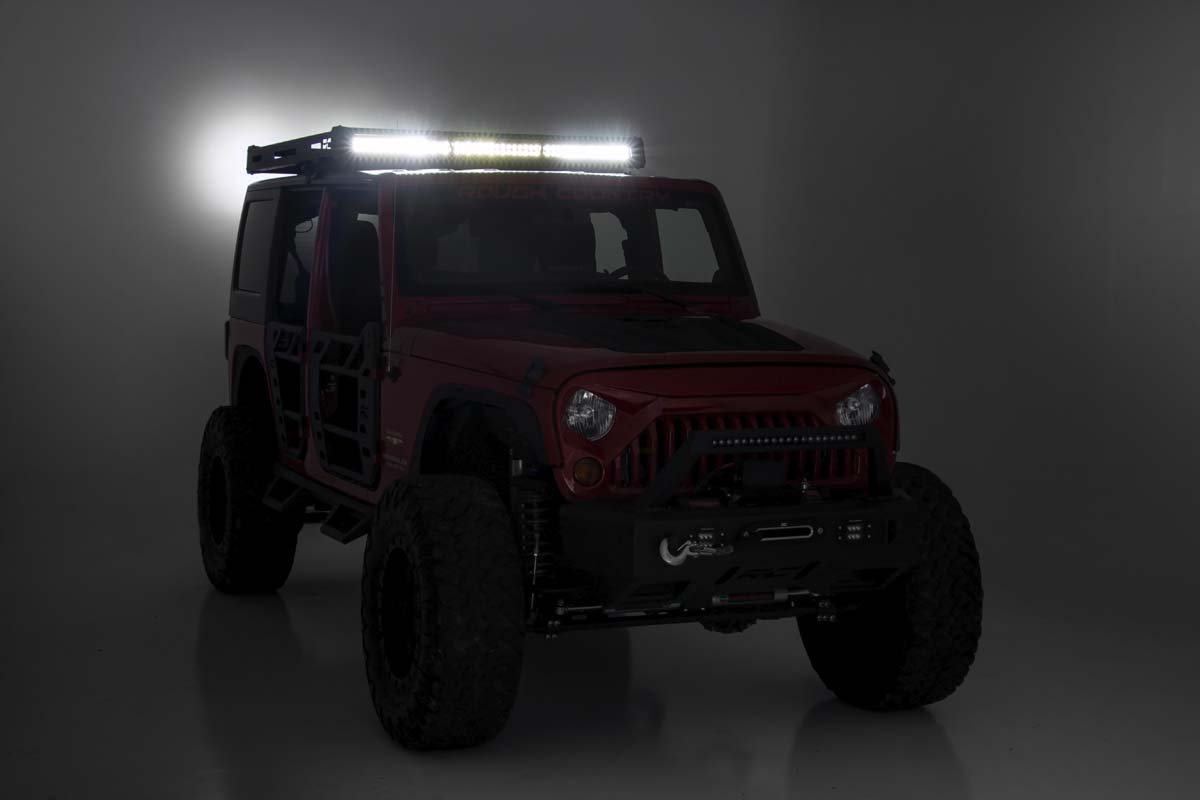 Rough Country Jeep Roof Rack System w/Black-Series LED Lights 07-18 Wrangler JK