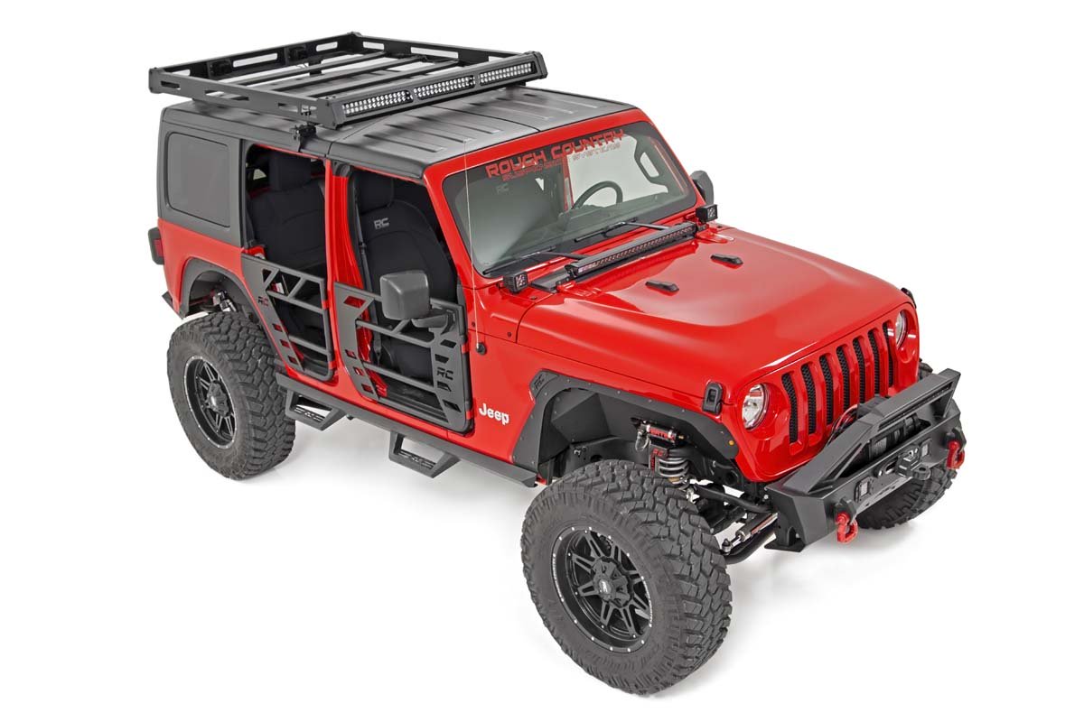 Rough Country Jeep Roof Rack System w/Black-Series LED Lights 18-20 Wrangler JL