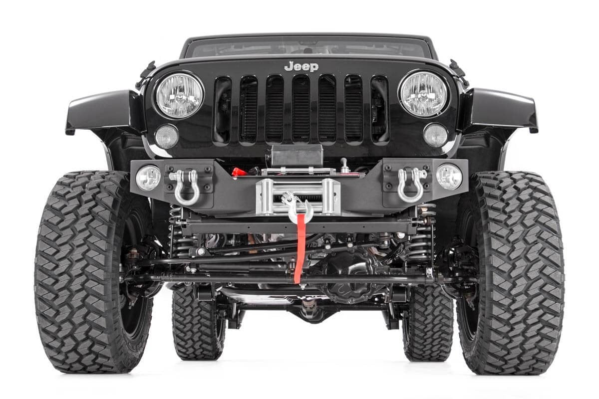 Rough Country Jeep Hybrid Stubby Winch Bumper w/Fog Mounts 07-18 Wrangler JK