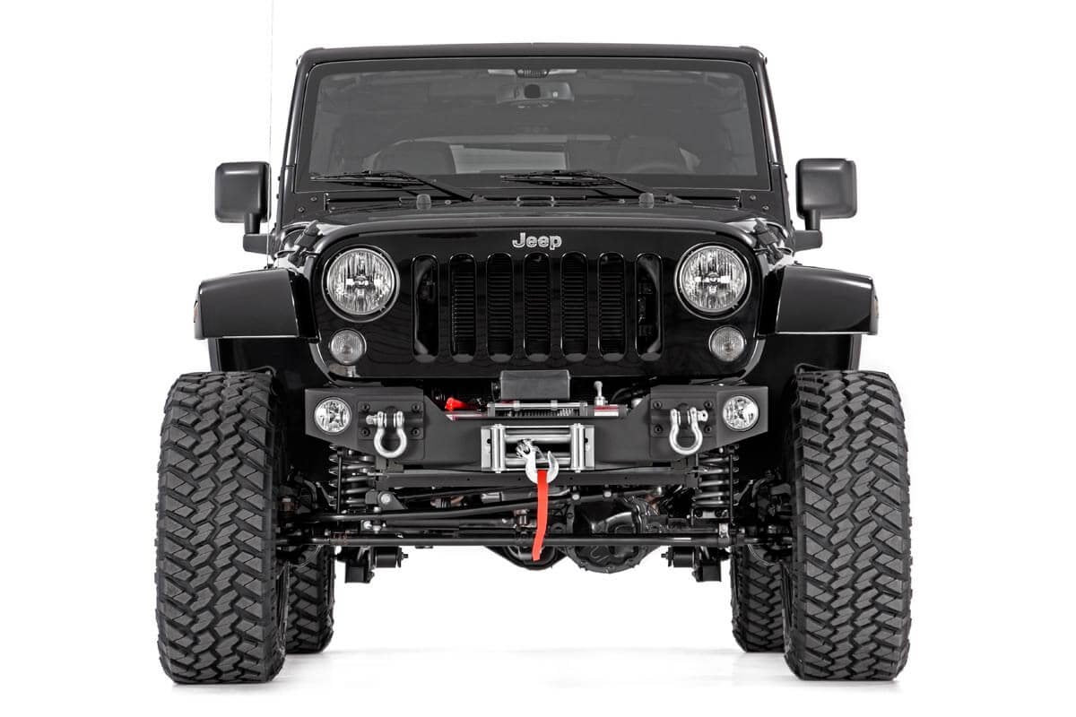 Rough Country Jeep Hybrid Stubby Winch Bumper w/Fog Mounts 07-18 Wrangler JK