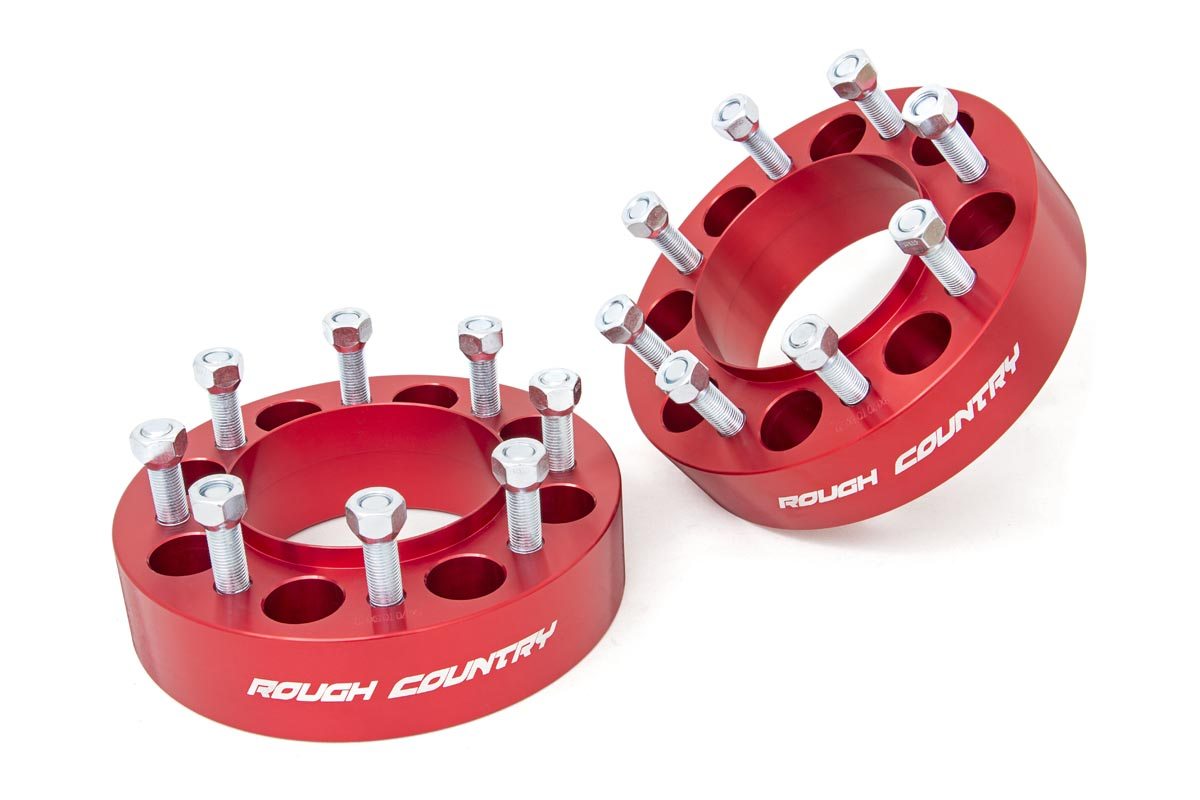 Rough Country 2 Inch Wheel Spacers 8x170 Red 03-24 Ford Super Duty 4WD