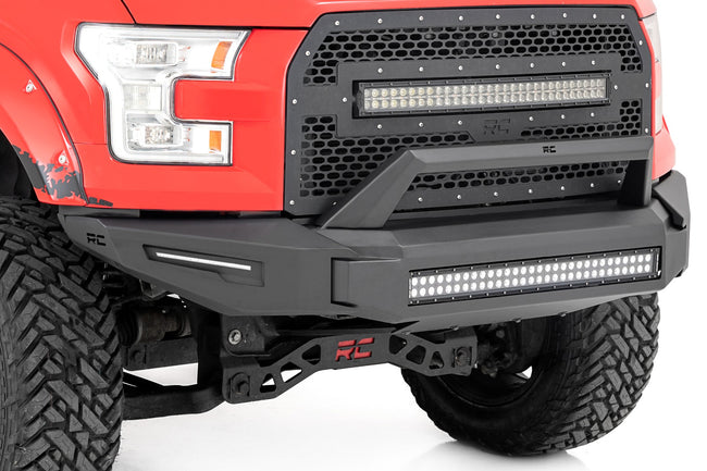 Rough Country Front Modular Bumper w/Skidplate and 30 Inch LED Light Bar 15-17 Ford F-150 2WD/4WD